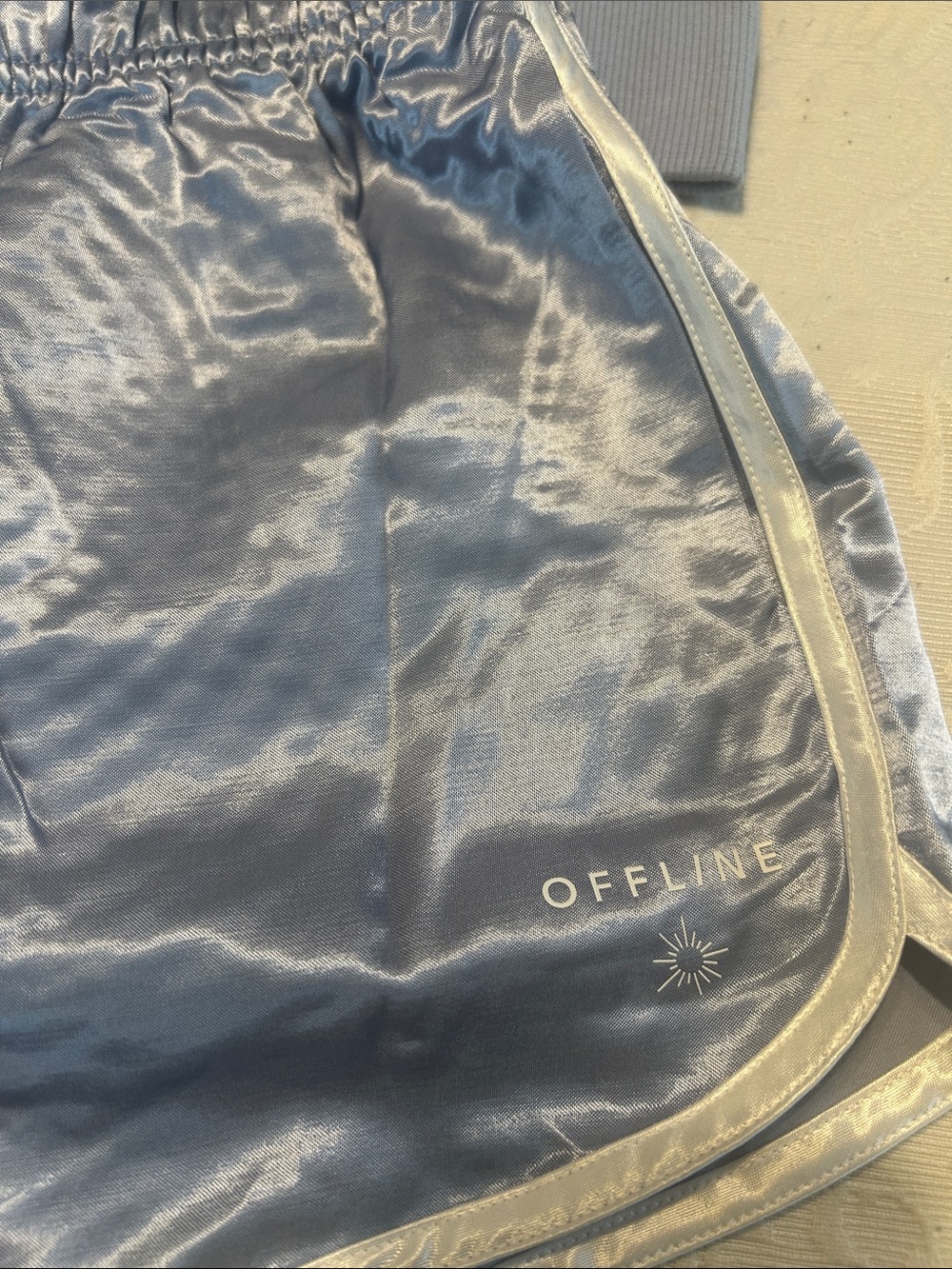 Offline Aerie Light Blue Satin Track Jacket & Short Set - Picture 2 of 3
